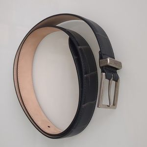 Alexander McQueen Crocodile Effect Black Leather Belt Mens 95cm